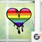 Regenboog trots druipend hart raamsticker (Huis)