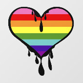 Regenboog trots druipend hart raamsticker (Vel)