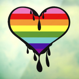 Regenboog trots druipend hart raamsticker