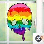 Regenboog trots druipende schedel raamsticker (Huis)