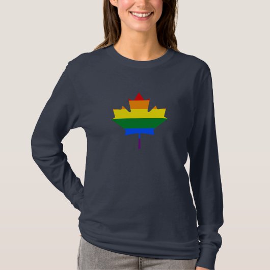 Regenboog trots esdoornblad T-shirt (Voorkant)