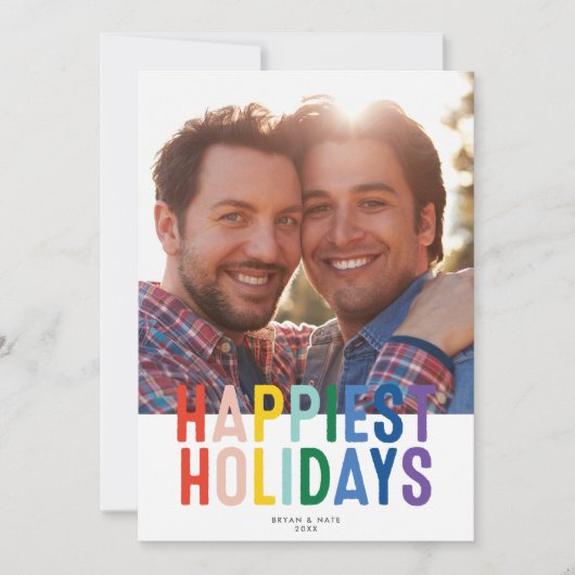 Regenboog trots LGTBQ Prettig feest | Fotokaart Feestdagenkaart (Voorkant)