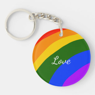 Regenboog trots maand liefde voeg naam tekst kunst sleutelhanger