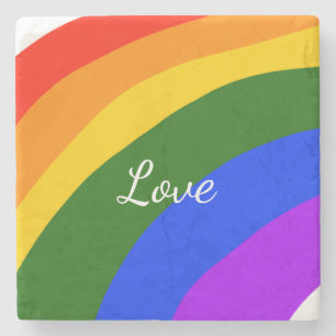 Regenboog trots maand liefde voeg naam tekst kunst stenen onderzetter