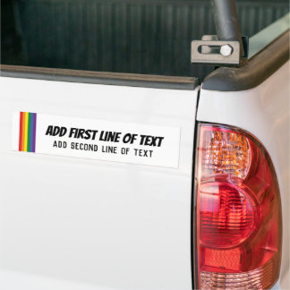 Regenboog trots Persoonlijke 2-lijn tekst sjabloon Bumpersticker