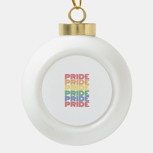 Regenboog trots retro typografie vector ontwerp_1 keramische bal ornament (Voorkant)
