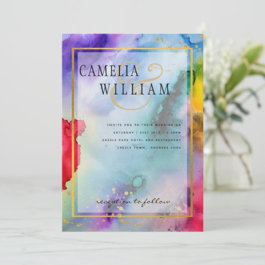 REGENBOOG TROUWKAART INKT LeahG Kaart (Staand voorkant)