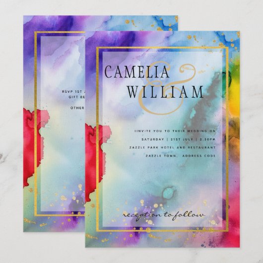 REGENBOOG TROUWKAART INKT LeahG Kaart (Voorkant / Achterkant)