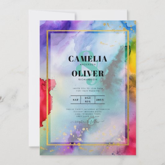 REGENBOOG TROUWKAART INKT LeahG Kaart (Voorkant)