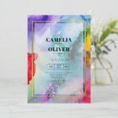 REGENBOOG TROUWKAART INKT LeahG Kaart (Staand voorkant)