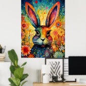 Regenboog Tuin Konijn Bunny Poster (Thuiskantoor)