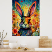 Regenboog Tuin Konijn Bunny Poster (Keuken)