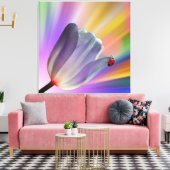 Regenboog, Tulpen en Ladybug Canvas Afdruk (Insitu (Woonkamer))