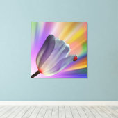 Regenboog, Tulpen en Ladybug Canvas Afdruk (Insitu (Houten vloer))