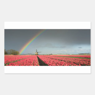 Regenboog, tulpen en rechthoekige windmolen sticker