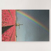 Regenboog, tulpen en windmolen in Nederland Legpuzzel (Horizontaal)