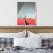 Regenboog, tulpen en windmolen verticale canvas pr afdruk (Insitu (Slaapkamer))