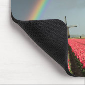 Regenboog, tulpen en windmolenmousepad muismat (Hoek)