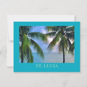 Regenboog tussen palmbomen / St. Lucia Briefkaart