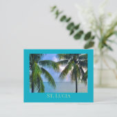 Regenboog tussen palmbomen / St. Lucia Briefkaart (Staand voorkant)