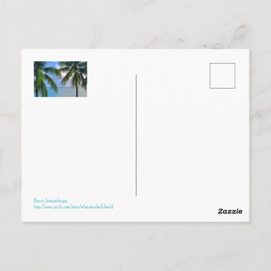 Regenboog tussen palmbomen / St. Lucia Briefkaart (Achterkant)