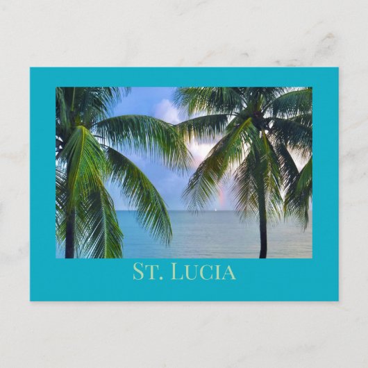 Regenboog tussen palmbomen / St. Lucia Briefkaart (Voorkant)