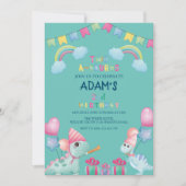 Regenboog twee-a-saurus 2e Verjaardagsfeest Dinosa Kaart (Voorkant)