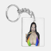 Regenboog twee zijkanten sleutelhanger (Voorkant Links)