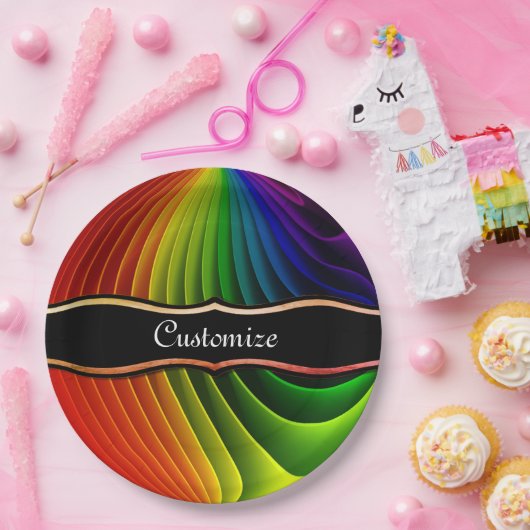 Regenboog Twist Feestborden Papieren Bordje (Feest)