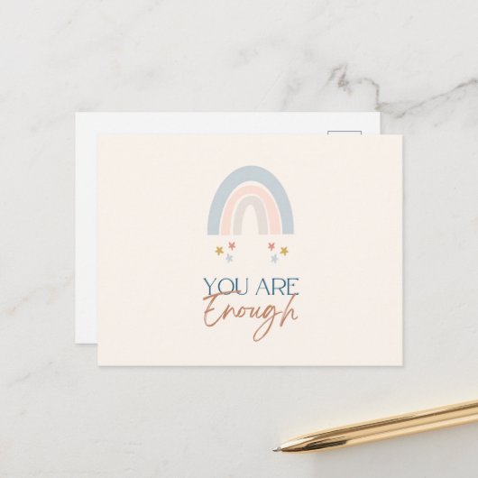 Regenboog U bent genoeg Waterverf Aardse Briefkaart (Voorkant / Achterkant in situ)