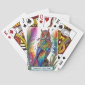 Regenboog Uil Amidst Feathers Monogram Go Fish Gam Pokerkaarten (Achterkant)