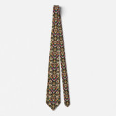 Regenboog Uil Art Deco Heren Das – Zwart, Wit & Go (Voorkant)