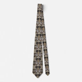 Regenboog Uil Art Deco Heren Das – Zwart, Wit & Go (Voorkant)