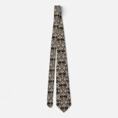 Regenboog Uil Art Deco Heren Das – Zwart, Wit & Go (Achterkant)