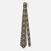 Regenboog Uil Art Deco Heren Das – Zwart, Wit & Go (Voorkant)