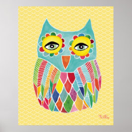 Regenboog Uil Kunst Meisjeskamer Poster