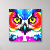 Regenboog Uil Stretched Canvas Afdruk (Voorkant)
