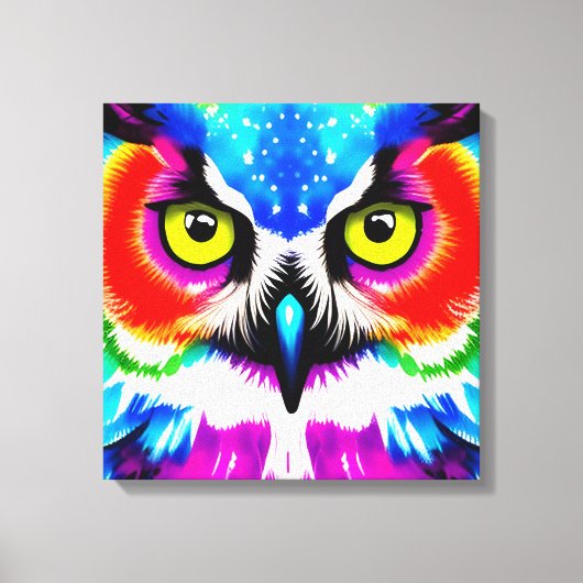 Regenboog Uil Stretched Canvas Afdruk (Voorkant)