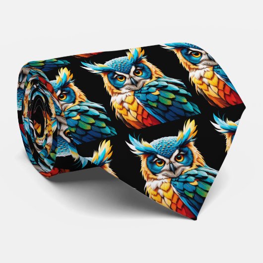Regenboog Uilen Magic Neckties Stropdas (Opgerold)