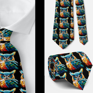 Regenboog Uilen Magic Neckties Stropdas