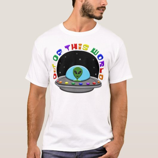 Regenboog uit deze wereld van de Alien UFO-ruimteg T-shirt (Voorkant)