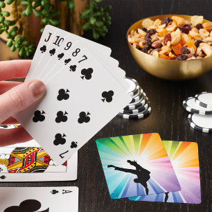 Regenboog Uitbarsting Breakdancer Silhouet Pokerkaarten
