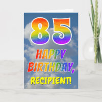 Regenboog uitstraling "85" & "HAPPY BIRTHDAY", Wol