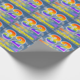 Regenboog Uitzicht "32" & "HAPPY BIRTHDAY", Wolken Cadeaupapier