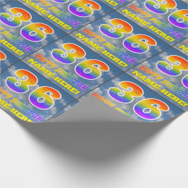 Regenboog Uitzicht "36" & "HAPPY BIRTHDAY", Wolken Cadeaupapier
