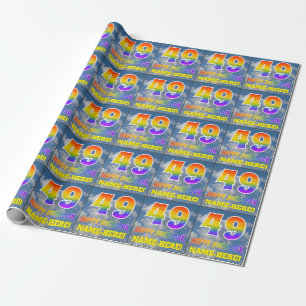 Regenboog Uitzicht "49" & "HAPPY BIRTHDAY", Wolken Cadeaupapier