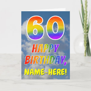 Regenboog Uitzicht "60" & "HAPPY BIRTHDAY", Wolken Kaart