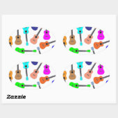Regenboog Ukulele Ovale Sticker (Vel)