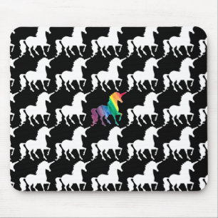 regenboog Unicorn Black & White Pattern Fun Muismat