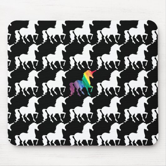 regenboog Unicorn Black & White Pattern Fun Muismat (Voorkant)